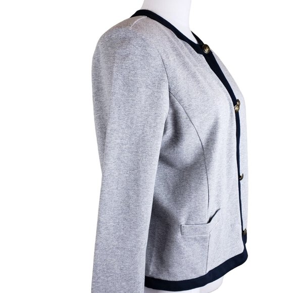 Tommy Hilfiger NEW Women Gray Heather Contrast Trim Open Front Jacket M - Picture 7 of 12